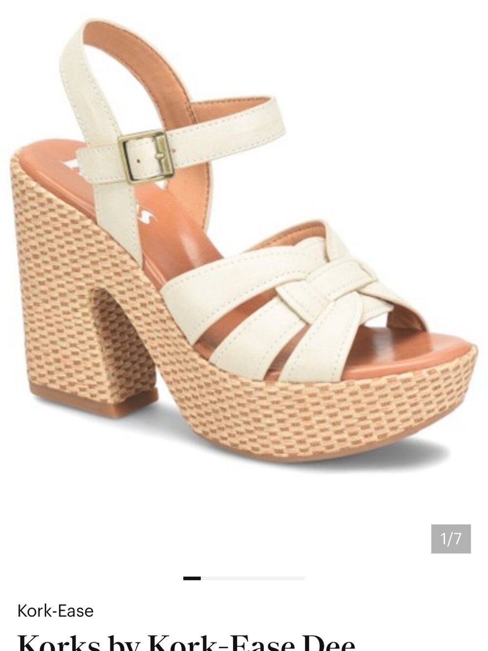 Kork-Ease Korks Dee Woven Cream Platform Sandal